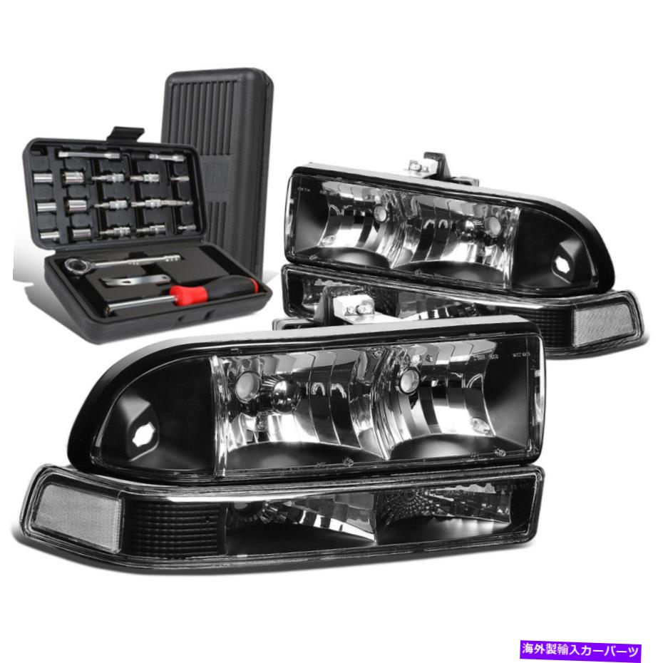 USヘッドライト 1998-2004 C10ピックアップブレザートラックブラッククリアヘッドライトバンパーランプ+ツールボックス For 1998-2004 C10 Pickup Blazer Truck Black Clear Headlight Bumper Lamp+Tool Box【並行輸入品】 35,688円