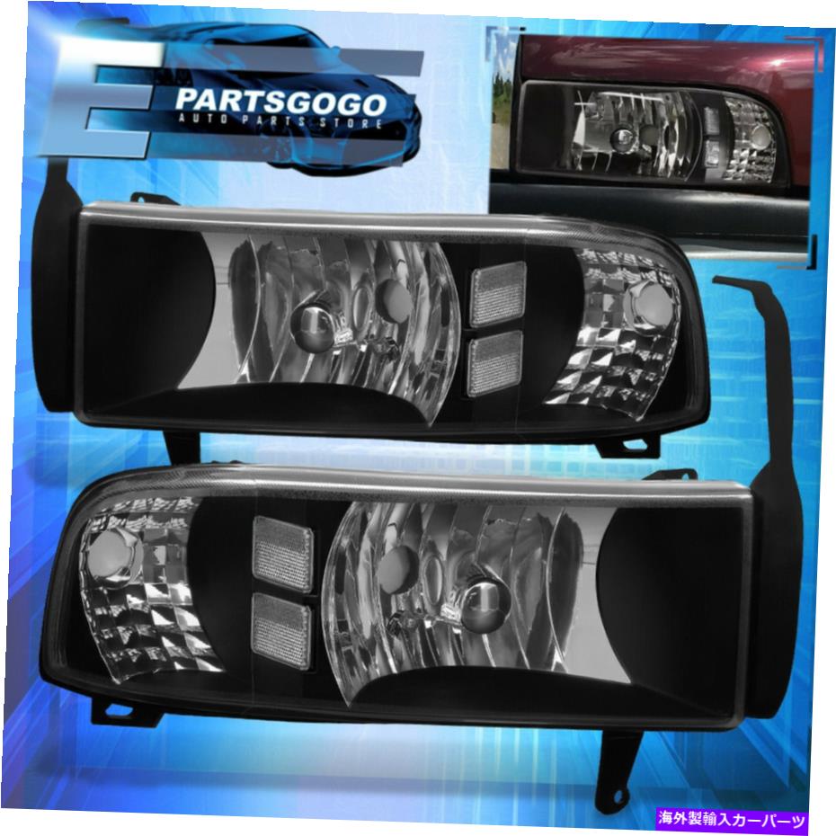 USヘッドライト 94-01 Dodge Ram Truck 1500 2500 1ピースブラッククリアハウジングヘッドライトランプペア For 94-01 Dodge Ram Truck 1500 2500 1PC Black Clear Housing Headlights Lamp Pair【並行輸入品】