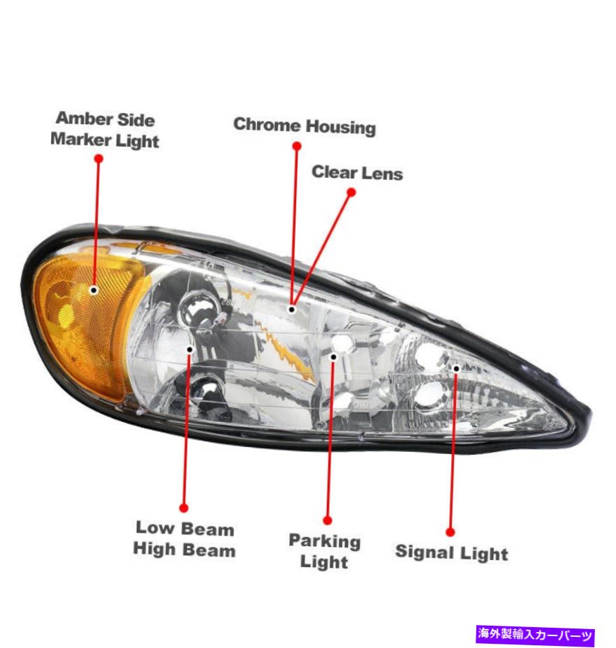 USヘッドライト 99-05 Pontiac Grand AM GT SE ChromeヘッドライトヘッドランプランプW / LED DRL信号 For 99-05 Pontiac Grand Am GT SE Chrome Headlight Headlamp Lamp w/LED DRL Signal【並行輸入品】