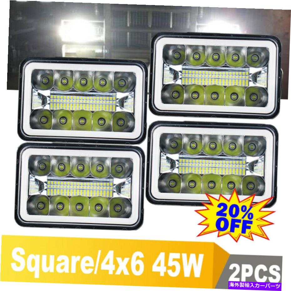 USヘッドライト 4ピース4×6 LEDヘッドライトスポットフラッドアンバーDRLフォグライトChevy C10 C20トラック 4pcs 4x6 LED Headlights Spot Flood Amber DRL Fog Lights for Chevy C10 C20 Truck【並行輸入品】