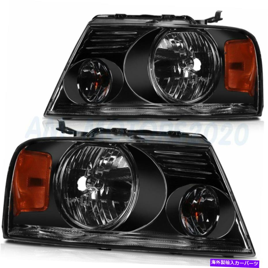 USヘッドライト 04-08フォードF-150 / 06-08リンカーンマークLTブラックヘッドライトアセンブリコーナーペア For 04-08 Ford F-150/06-08 Lincoln Mark LT Black Headlights Assembly Corner Pair【並行輸入品】
