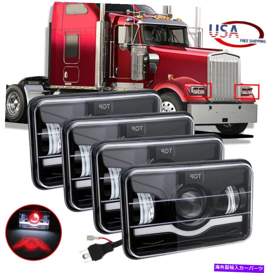 USヘッドライト PeterBilt用HI / LOWビームLEDヘッドライト379 378 FreightLiner FLD120 Black 4x6'' LED Headlights Hi/Low Beam For Peterbilt 379 378 Freightliner FLD120【並行輸入品】