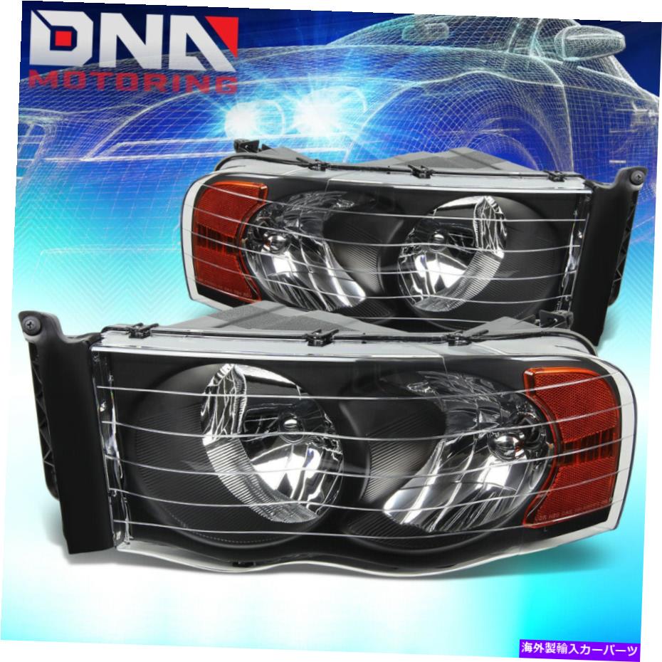 USヘッドライト Dodge Ram 2002-2005 1500/2500 Black Hobed Amber Euro Crystal Headlights FOR DODGE RAM 2002-2005 1500/2500 BLACK HOUSING AMBER EURO CRYSTAL HEADLIGHTS【並行輸入品】
