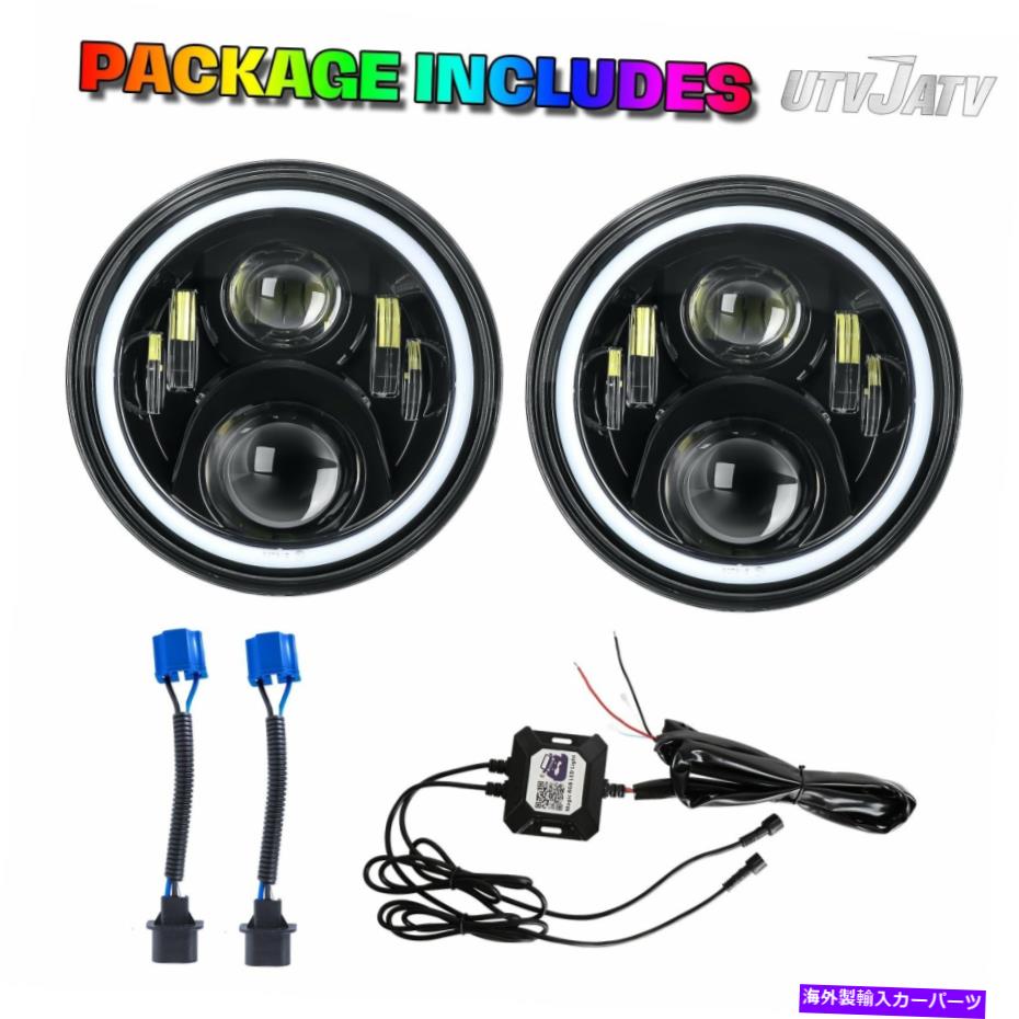 USヘッドライト 7インチRGB LEDヘッドライトHalo HI / LOビームBluetoothコントロールのラングラージープJK 7inch RGB LED Headlights Halo Hi/LO Beam Bluetooth Control for Wrangler Jeep JK【並行輸入品】