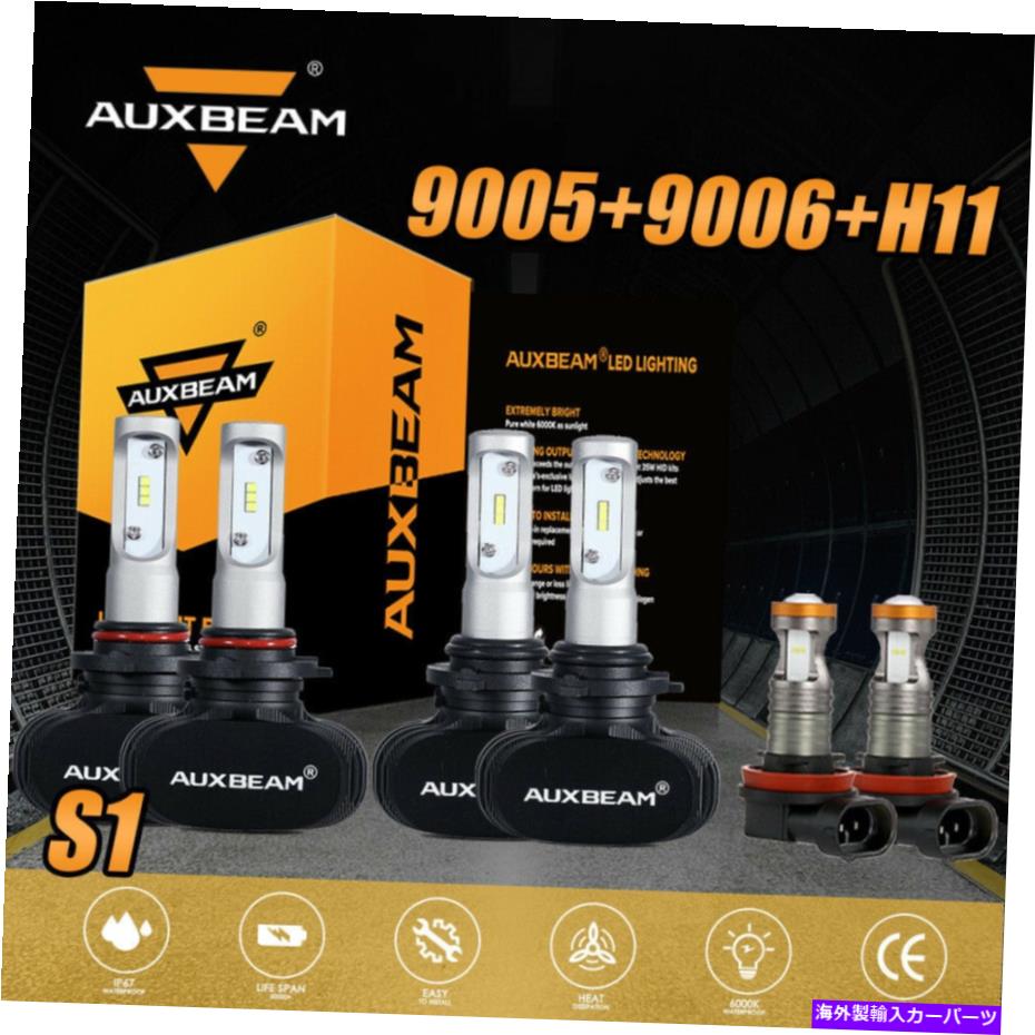 USヘッドライト Auxbeamコンボ9005 + 9006 + H11ファンレスLEDヘッドライト電球キット6500KこんにちはLo Beam＆Fog AUXBEAM Combo 9005+9006+H11 Fanless Led Headlight Bulb Kit 6500K Hi Lo Beam&Fog【並行輸入品】