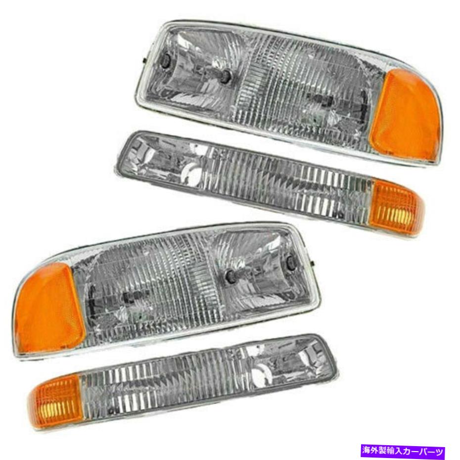 USヘッドライト GMCシエラユコン00-06ヘッドライトコーナーライトランプセット For GMC Sierra Yukon 00-06 Headlights Corner Lights Lamps Set【並行輸入品】