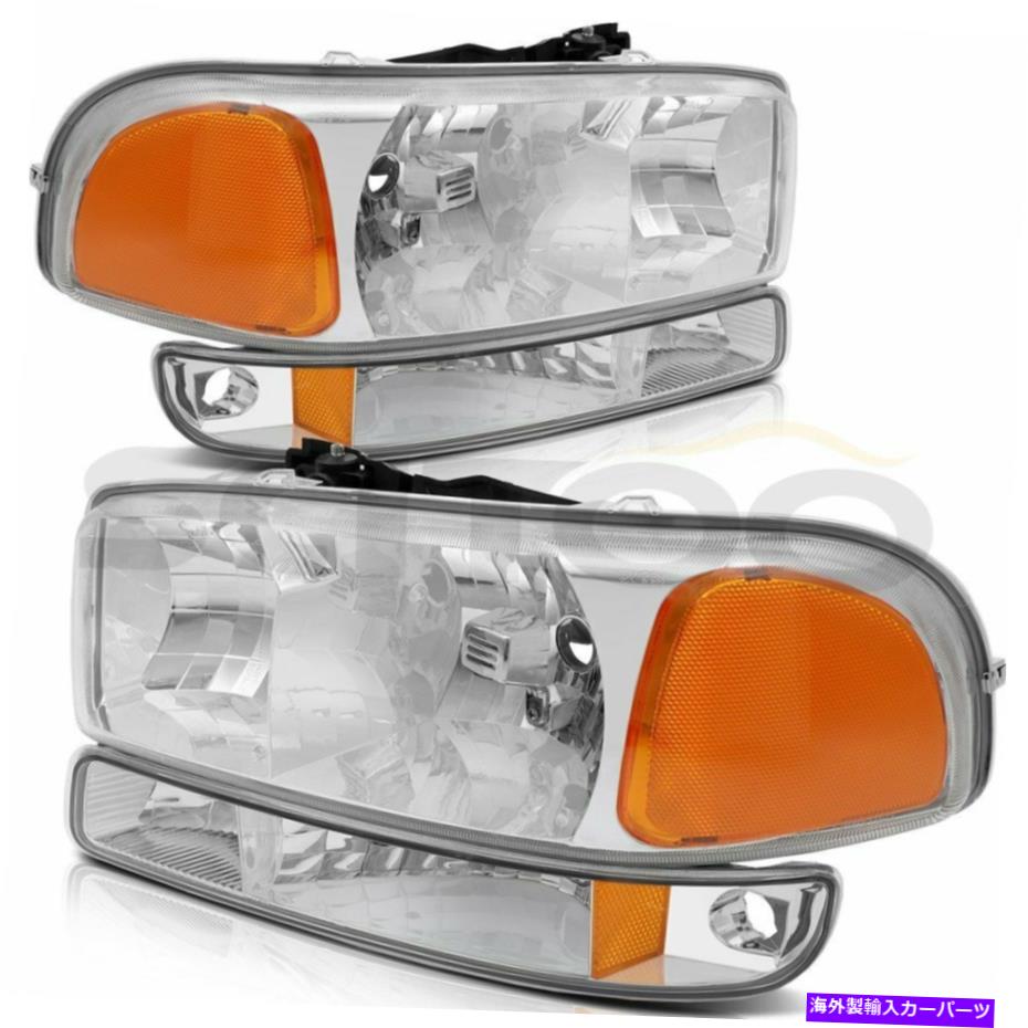 USヘッドライト FIGS 1999-2006 GMC Sierra 1500ヘッドランプアセンブリクロムハウジングライト左+右 Fits 1999-2006 GMC Sierra 1500 Headlamp Assembly Chrome Housing Light Left+Right【並行輸入品】