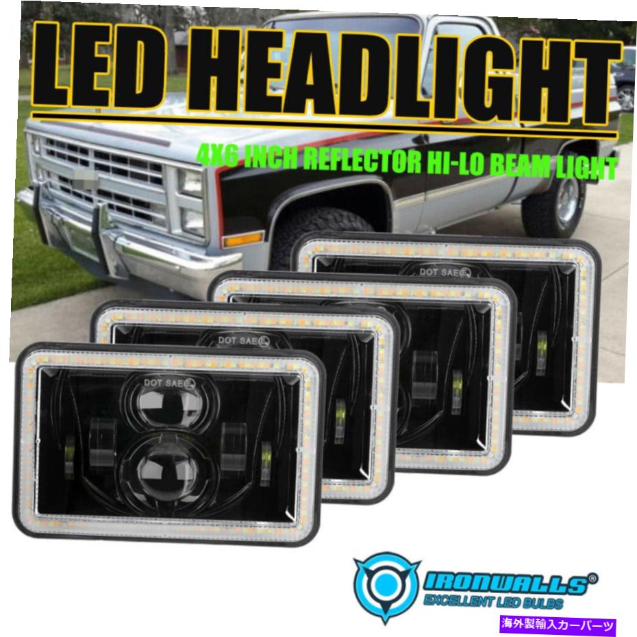 USヘッドライト 4ピース4x6 '' LEDヘッドライトHI / LO W / DRLシールH6456フィットシボレーK10 K20 K30 4pcs 4x6'' LED Headlights Hi/Lo w/DRL Sealed H6456 Fit Chevy K10 K20 K30【並行輸入品】