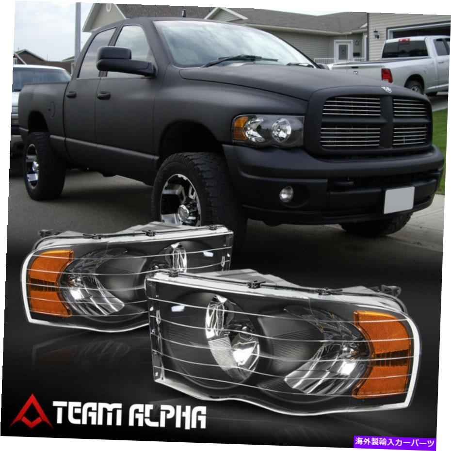 USヘッドライト FITS 2002-2005 RAM 1500/2500/3500 [ブラック/クリア]アンバーコーナーヘッドライトヘッドランプ Fits 2002-2005 Ram 1500/2500/3500 [Black/Clear] Amber Corner Headlight Headlamp【並行輸入品】