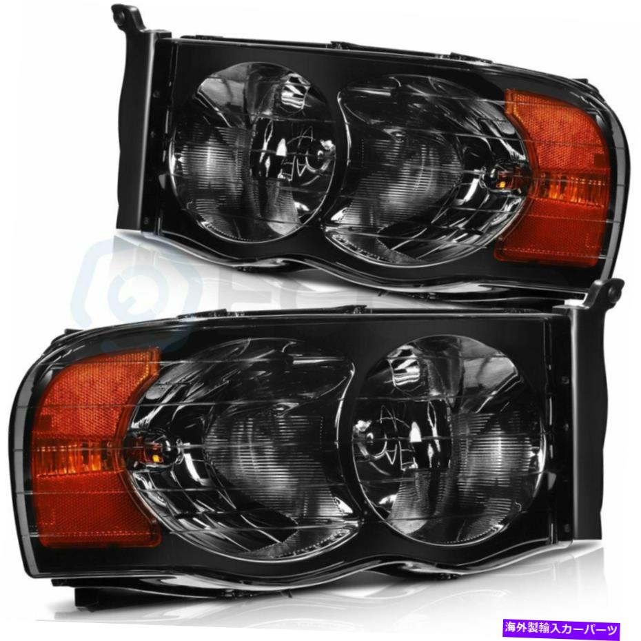 USヘッドライト ヘッドライトは2002-2005ドッジRAMフロントラム前立てアセンブリブラックハウジングセット Headlights Fits 2002-2005 Dodge Ram Front Headlamp Assembly Black Housing Set【並行輸入品】