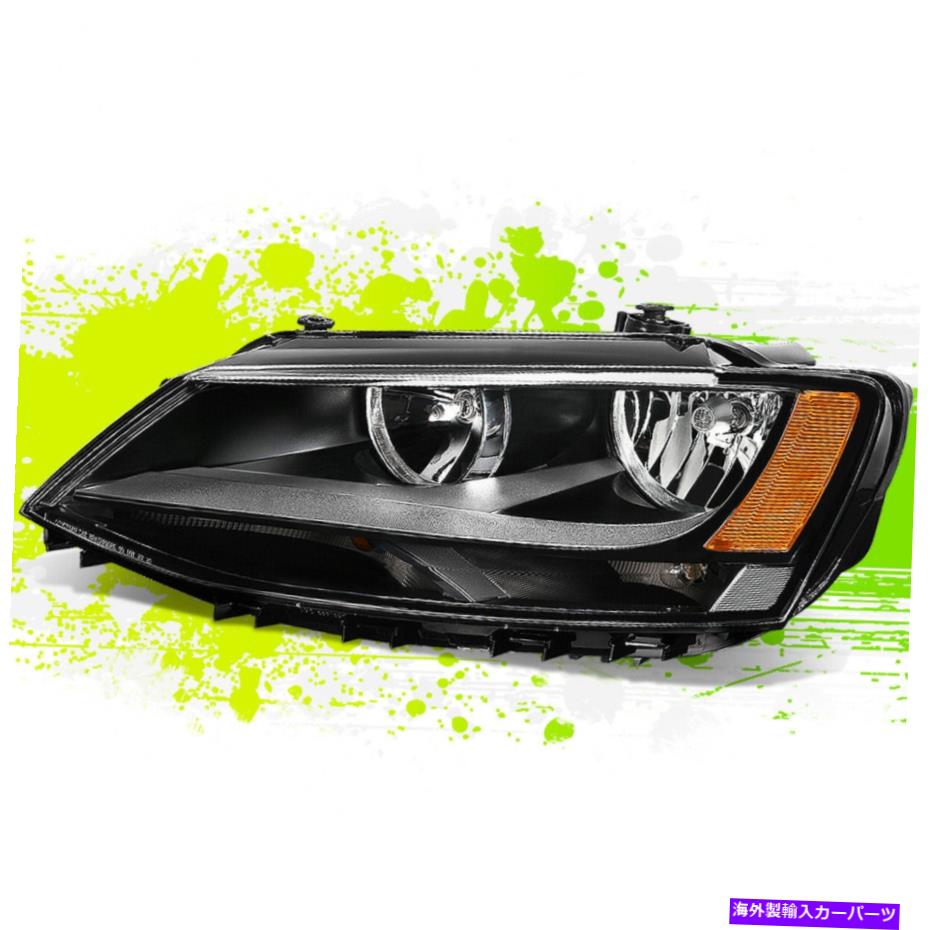 USヘッドライト VW Jetta 4-Door Sedan 11-18黒のためのファクトリースタイルのハロゲンヘッドライトランプ Factory Style Halogen Headlight Lamp for VW Jetta 4-Door Sedan 11-18 Black Left【並行輸入品】