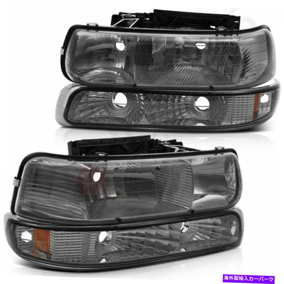 USヘッドライト 99-02シボリーSilverado / 00-06郊外ヘッドランプ+バンパーライトペアのヘッドライト Headlights For 99-02 Chevy Silverado/00-06 Suburban Headlamps+Bumper Light Pair【並行輸入品】