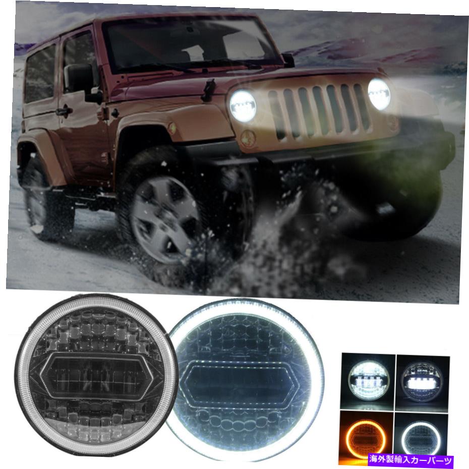 USヘッドライト GMC C1500 C25 C2500 C35用7インチLEDヘッドライトドット180Wホワイト/アンバーハロー 7 inch LED Headlight DOT 180W White/Amber Halo for GMC C15 C1500 C25 C2500 C35【並行輸入品】