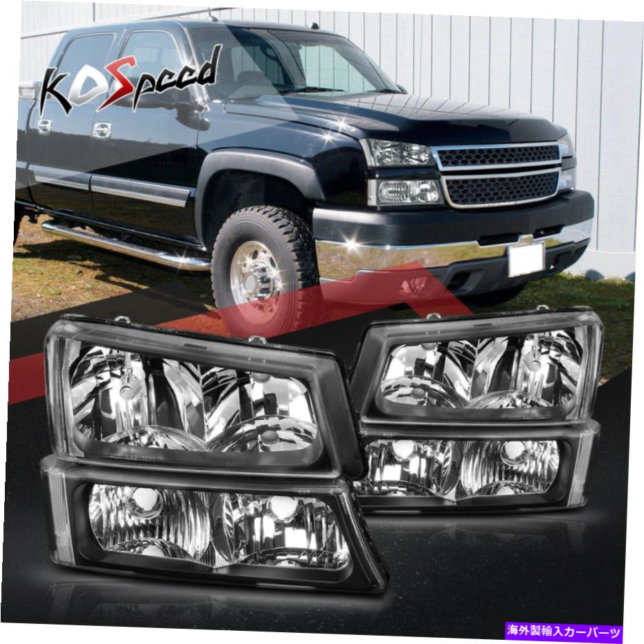 USヘッドライト ブラックハウジングクリアコーナーヘッドライト+ 03-07のためのバンパーランプAvalanche Silverado Black Housing Clear Corner Headlight+Bumper Lamps for 03-07 Avalanche Silverado【並行輸入品】