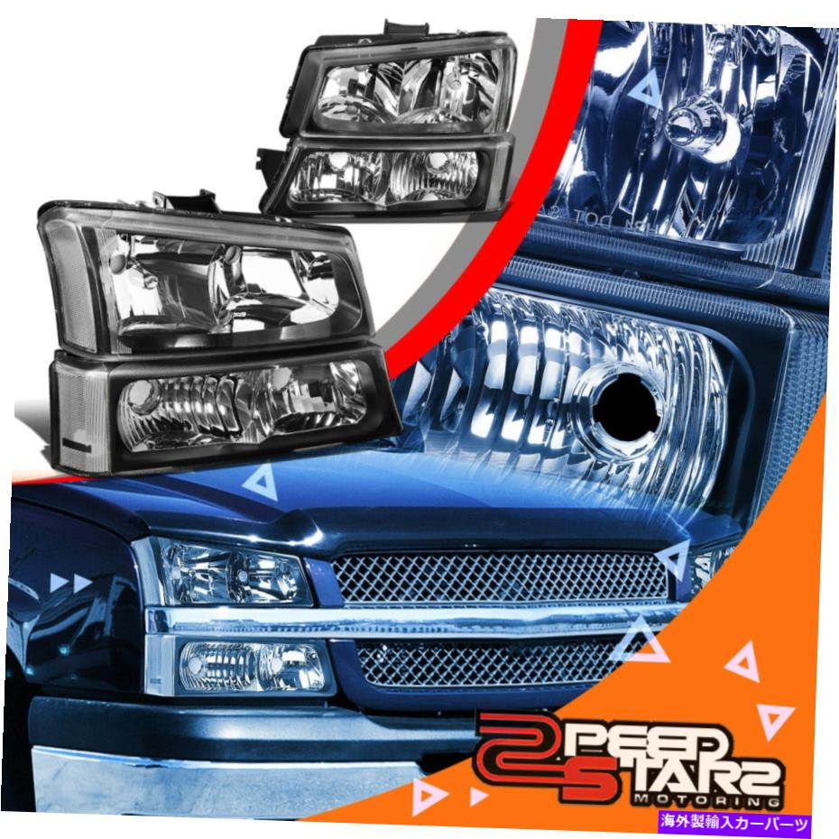 USヘッドライト 03-06 Chevy Silveradoブラックハウジングヘッドランプクリアバンパーターンコーナーライト FOR 03-06 CHEVY SILVERADO BLACK HOUSING HEADLAMP CLEAR BUMPER TURN CORNER LIGHT【並行輸入品】
