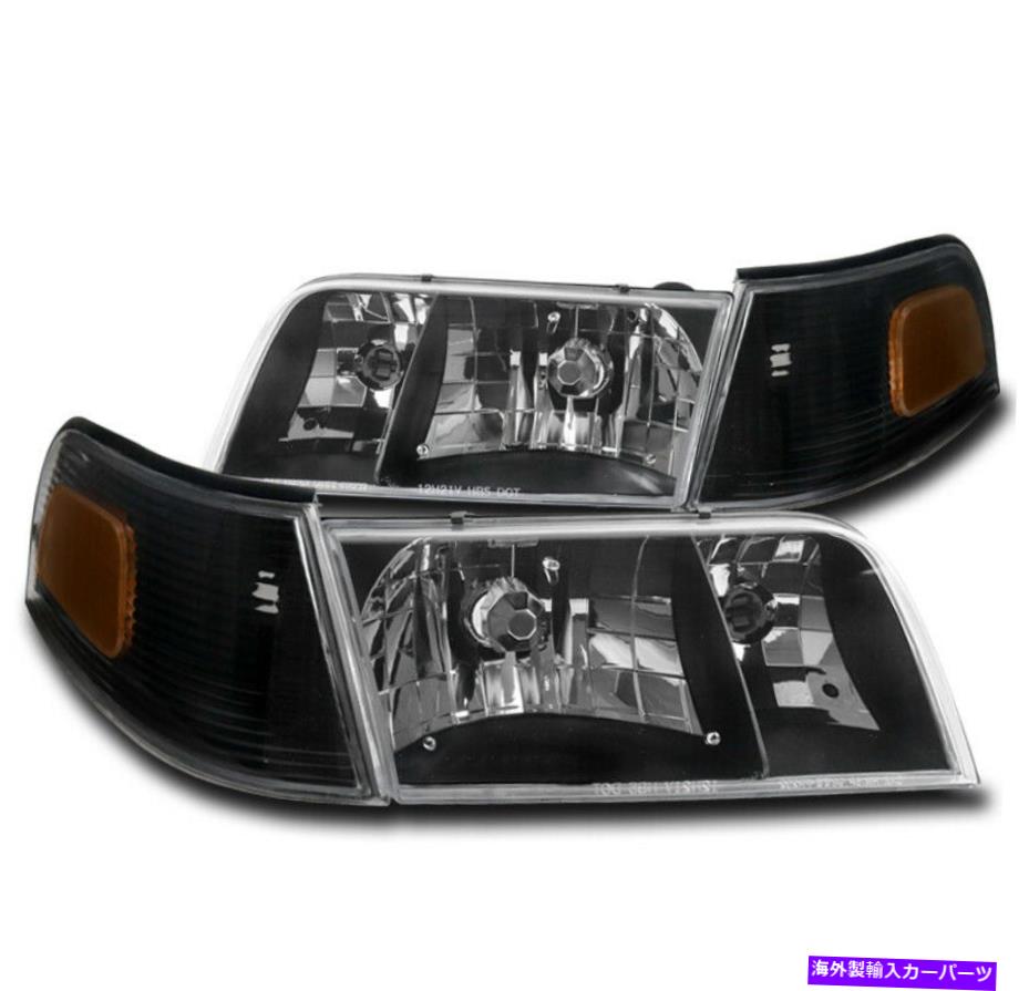 USヘッドライト 98-11フォードクラウンビクトリア交換ヘッドライトW /コーナーシグナルランプブラック FOR 98-11 FORD CROWN VICTORIA REPLACEMENT HEADLIGHTS W/CORNER SIGNAL LAMP BLACK【並行輸入品】