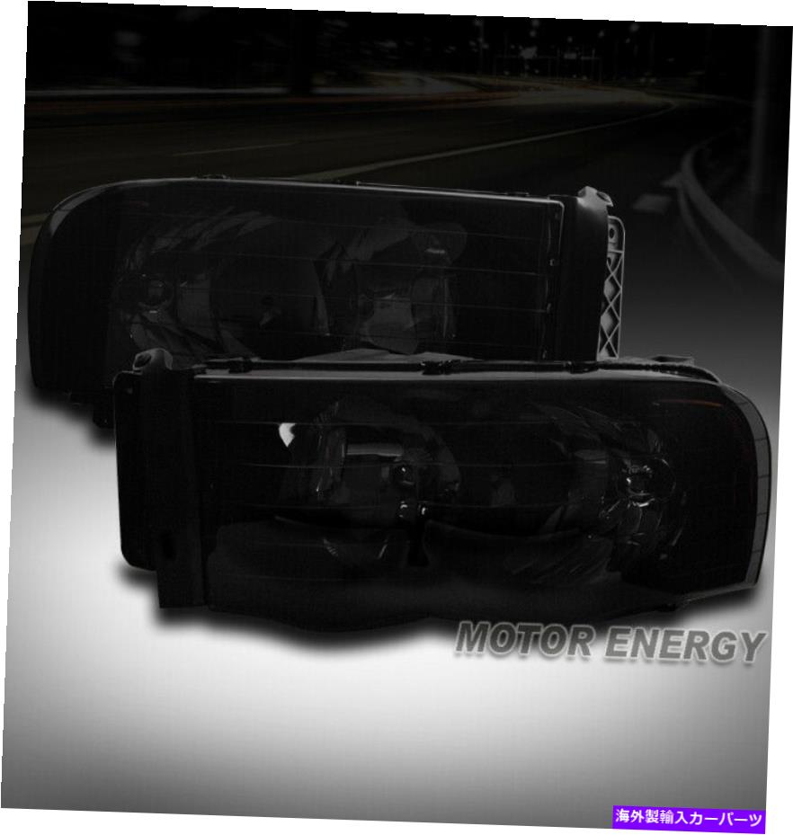 USヘッドライト 02-05ドッジRAM 1500/03 + 2500 3500クリスタルヘッドライトランプブラック/スモーク左+右 02-05 DODGE RAM 1500/03+ 2500 3500 CRYSTAL HEADLIGHT LAMP BLACK/SMOKE LEFT+RIGHT【並行輸入品】