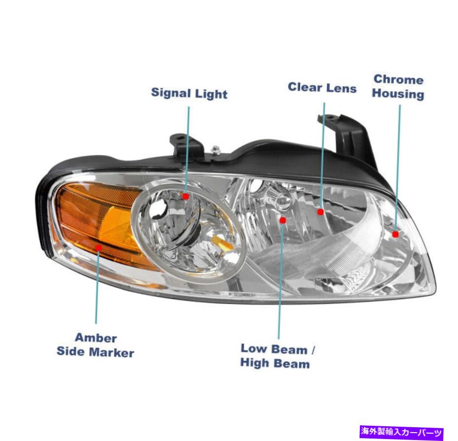 USヘッドライト 2004年2005年2006 SENTRA SE-Rスタイルクロームヘッドライトランプ+青いLED DRLキットL + R For 2004 2005 2006 Sentra SE-R Style Chrome Headlight Lamp +Blue LED DRL Kit L+R【並行輸入品】