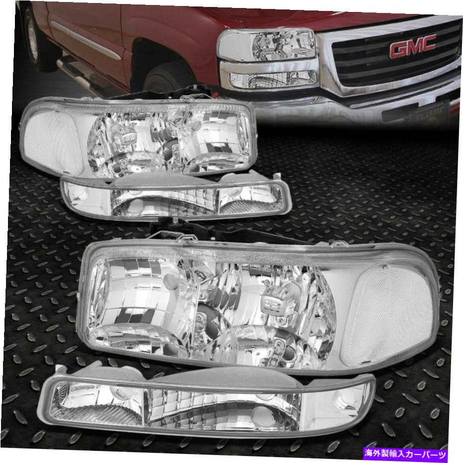 USヘッドライト 99-07 GMC Sierra Yukon XLクロームハウジングクリアコーナーのヘッドライトバンパーランプ FOR 99-07 GMC SIERRA YUKON XL CHROME HOUSING CLEAR CORNER HEADLIGHT BUMPER LAMPS【並行輸入品】
