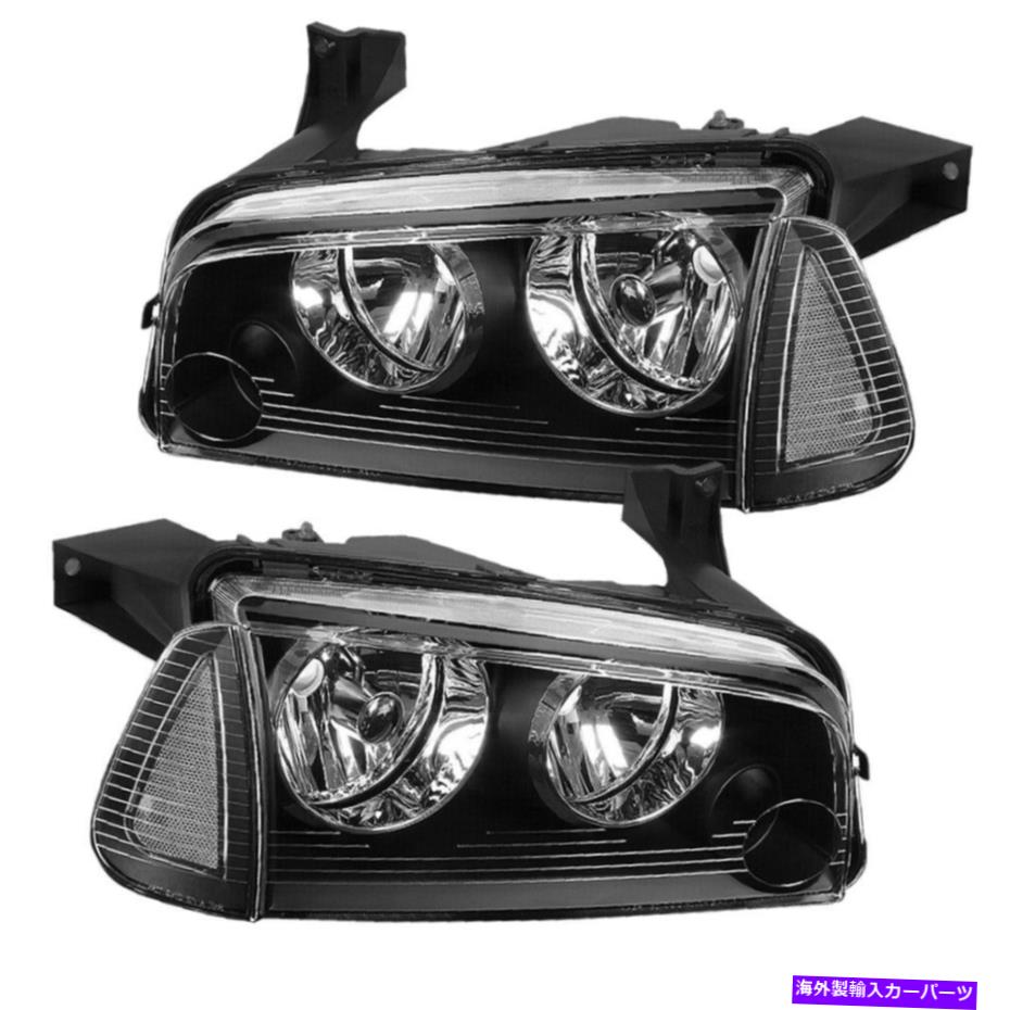 USヘッドライト 2006-2010 Dodge Charger Black Headlights +クリア信号コーナーライトペア For 2006-2010 Dodge Charger Black Headlights+Clear Signal Corner Lights Pair【並行輸入品】