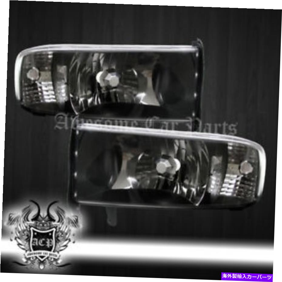 USヘッドライト 94-01 Dodge Ram 1500 2500 3500 3500ブラックヘッドライトランプクリアリフレクターペア For 94-01 Dodge Ram 1500 2500 3500 Black Headlights Lamp Clear Reflector Pair【並行輸入品】