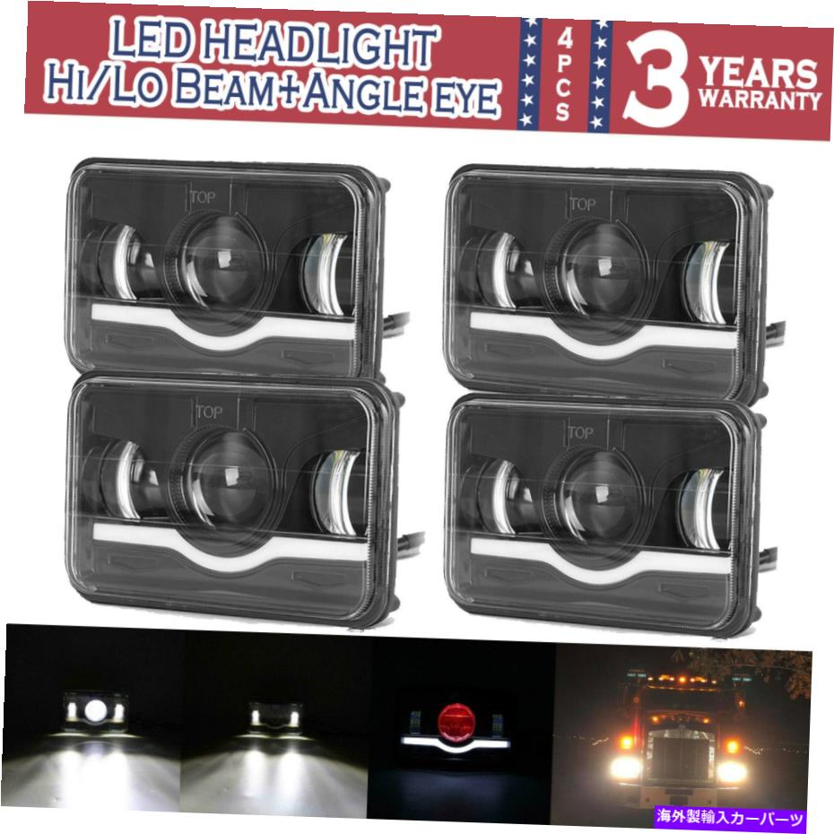 USヘッドライト 4×6 '' LEDシールビームスクエアヘッドライトスーパーブライトハイ/ LOビーム+角度眼+ 4ピース 4X6'' LED Sealed Beam Square Headlight Super Bright Hi/Lo Beam+Angle eye+4pcs【並行輸入品】