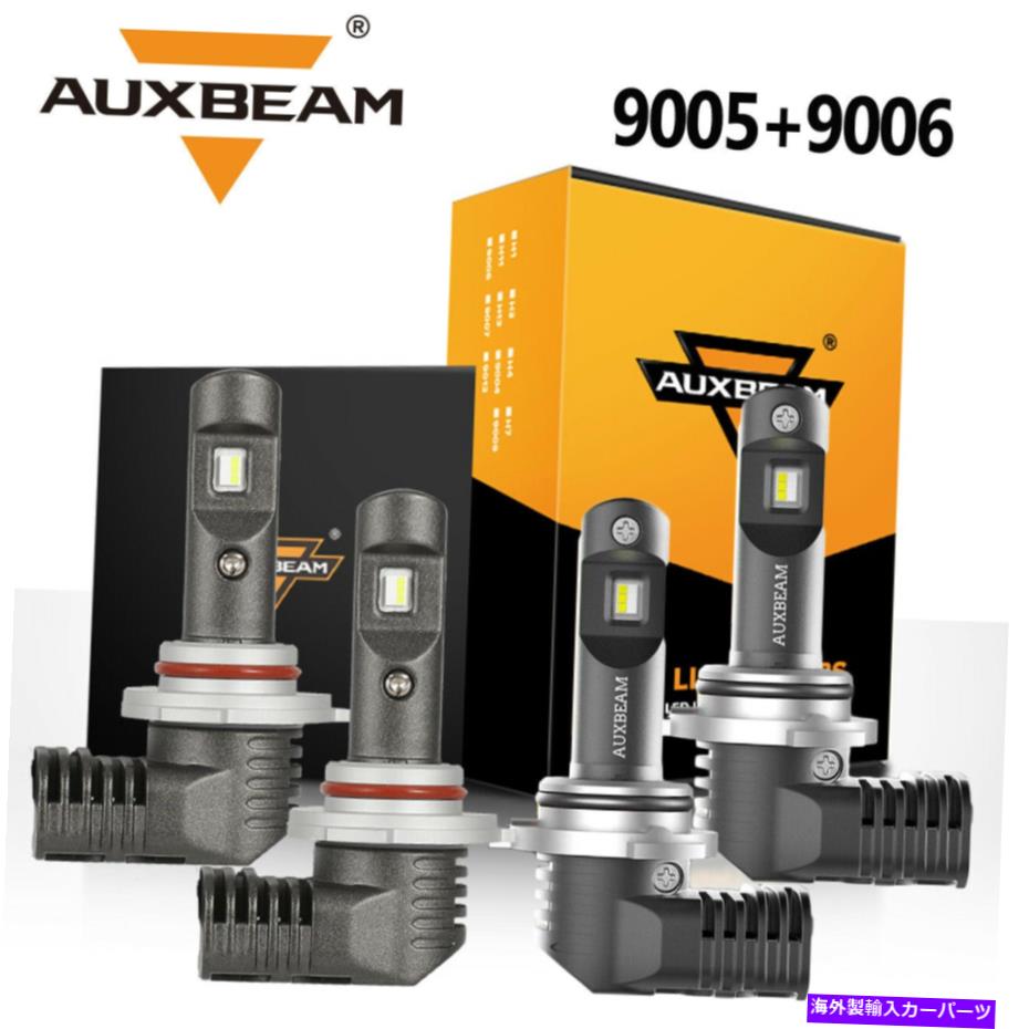 USヘッドライト AUXBeam 9005 + 9006 LEDヘッドライト60W 7600LMの高ロービーム6000Kホワイト4電球キット AUXBEAM 9005+9006 LED Headlight 60W 7600LM High Low Beam 6000K White 4 Bulbs Kit【並行輸入品】