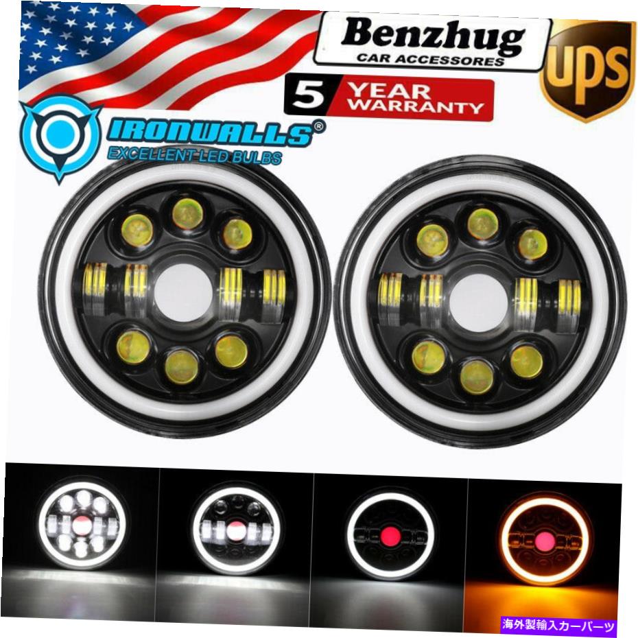USヘッドライト ジープラングラーJK TJ鈴木のためのドット7インチLEDヘッドライトプロジェクターブラック DOT 7 inch LED Headlights Projector Black for Jeep Wrangler JK TJ Suzuki【並行輸入品】
