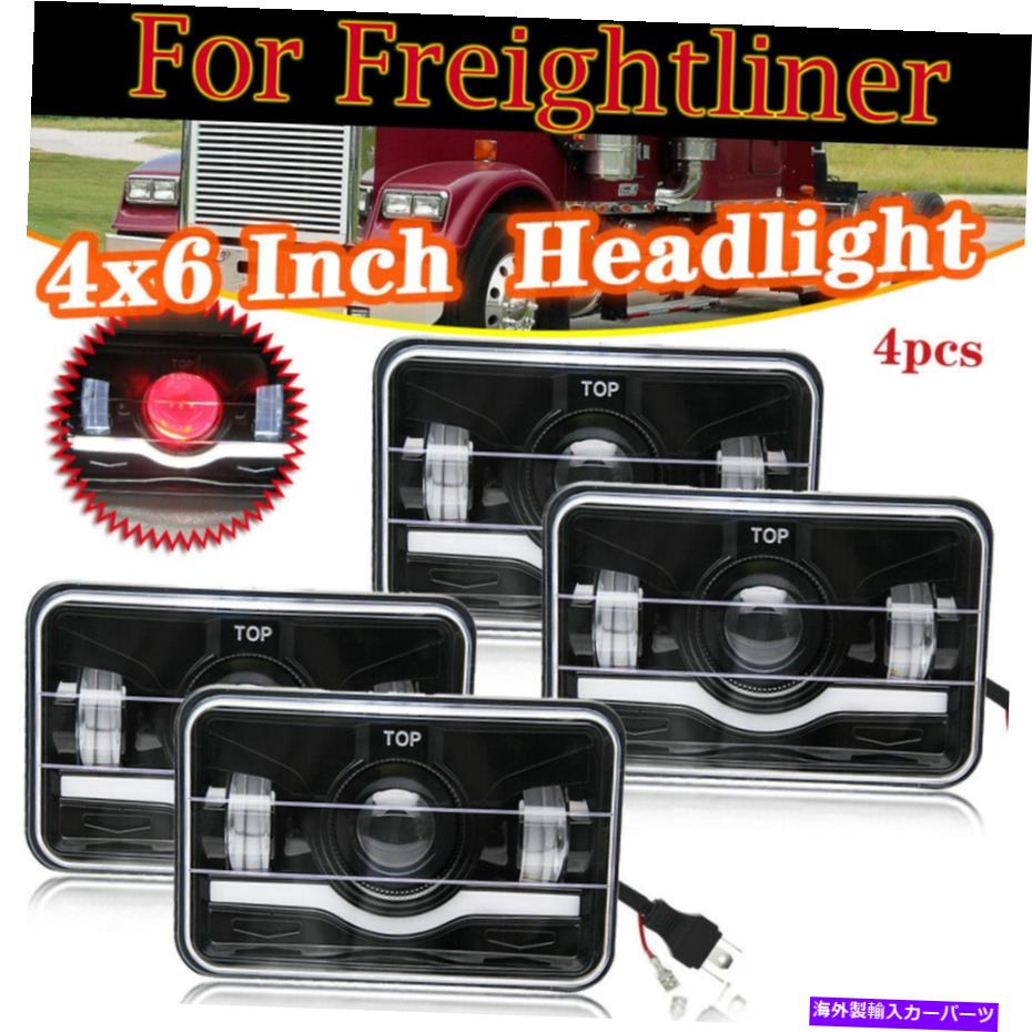 USヘッドライト 4ピース4×6 ''レッドデモンフォグランプLEDヘッドライトfor freightliner fld120 112 fld 4pcs 4x6'' Red DEMON Fog Lights LED Headlights For Freightliner FLD120 112 FLD【並行輸入品】