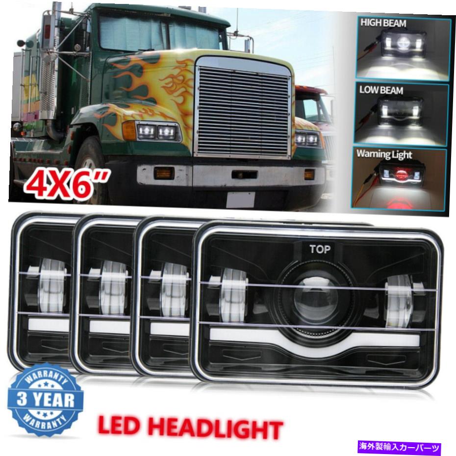 USヘッドライト Kenworth FreightLiner FLD112 FLD120用ドット承認4×6インチLEDヘッドライトDRL DOT Approved 4x6 inch LED Headlights DRL for Kenworth Freightliner FLD112 FLD120【並行輸入品】