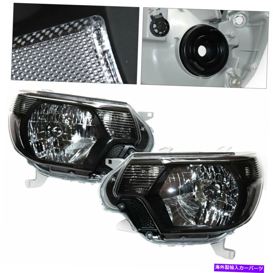 USヘッドライト ヘッドライトヘッドランプブラックハウジング2012-2015トヨタタコマのための左右側 Headlights Headlamps Black Housing Left & Right Side For 2012-2015 Toyota Tacoma【並行輸入品】