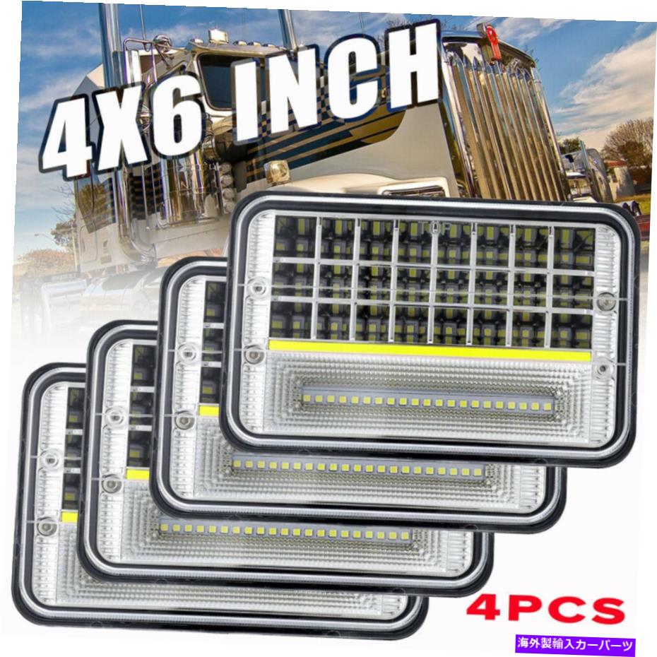 USヘッドライト ケンワースT400 T600A T800 W900トラックの高ローシールビームDRLのための4倍のLEDヘッドライト 4X LED Headlights For Kenworth T400 T600A T800 W900 Truck High Low Seal Beam DRL【並行輸入品】