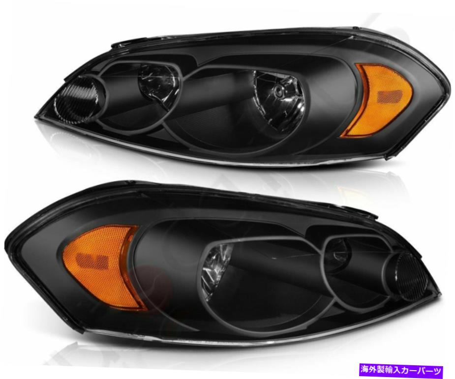 USヘッドライト ヘッドライトアセンブリーフィット2006-2013シボレーインパラフロントブラックハローヘッドランプ Headlights Assembly Fits 2006-2013 Chevrolet Impala Front Black Halo Headlamps【並行輸入品】