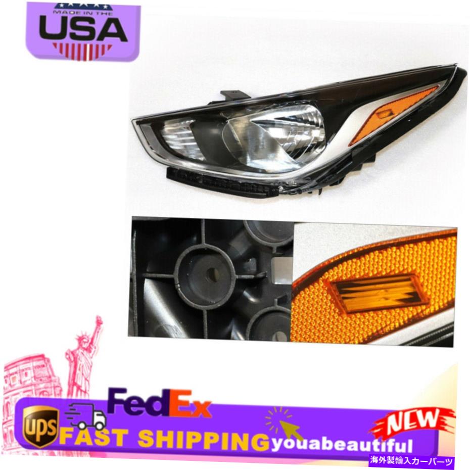 USヘッドライト 18-20 Hyundaiアクセントのための左側ハロゲンLEDヘッドライトドライバ側ヘッドランプ Left Side Halogen LED Headlight Driver Side Headlamp For 18-20 Hyundai Accent【並行輸入品】