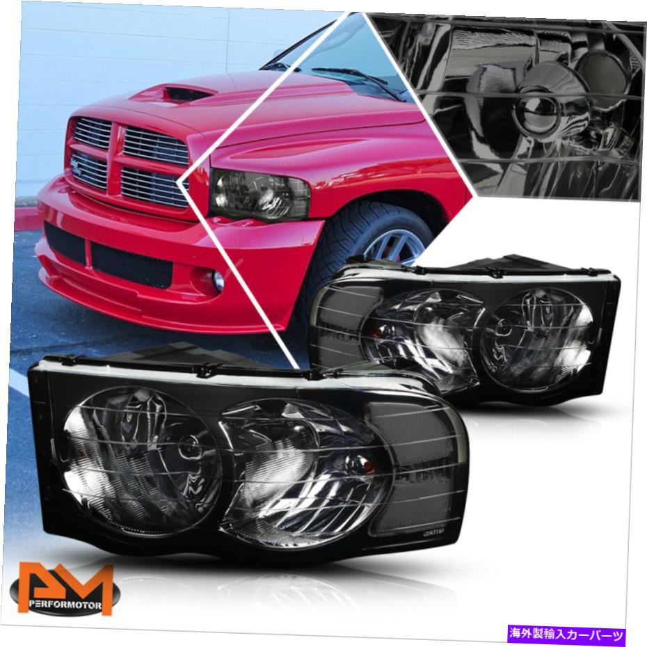 USヘッドライト 02-05ドッジRAM 1500-3500の喫煙ハウジングヘッドライトクリアコーナー信号ランプ For 02-05 Dodge Ram 1500-3500 Smoked Housing Headlight Clear Corner Signal Lamps【並行輸入品】