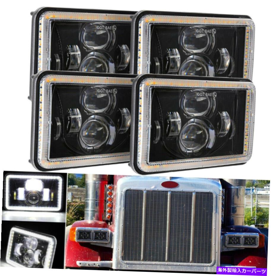 USヘッドライト 4ピース4x6プロジェクターLEDヘッドライトHi-LoビームのためのPeterlight Kenworth Freightliner 4PCS 4x6 Projector LED Headlight Hi-Lo Beam For Peterbilt Kenworth Freightliner【並行輸入品】