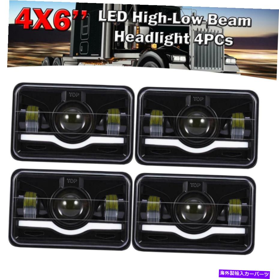 USヘッドライト 4pcs 4x6 ''レッドデモンLEDヘッドライトのためのヘッドライト379 378 Freightliner Fld120 4pcs 4x6'' Red DEMON LED Headlights For Peterbilt 379 378 Freightliner FLD120【並行輸入品】