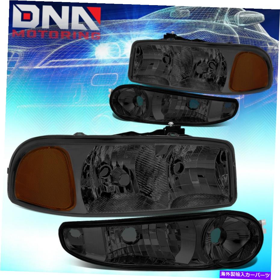 USヘッドライト 2001-2007 GMC Sierra / Yukon Denaliドライビングヘッドライト+バンパーランプ喫煙/アンバー FOR 2001-2007 GMC SIERRA/YUKON DENALI DRIVING HEADLIGHT+BUMPER LAMP SMOKED/AMBER【並行輸入品】