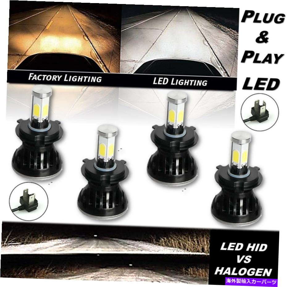 USヘッドライト H4 HID SMD COB LEDロー/ハイビームヘッドライト電球6000K 4000LMセット4 4×6インチ H4 HID SMD COB LED Low/Hi Beam Headlight Light Bulb 6000K 4000LM Set of 4 4x6\