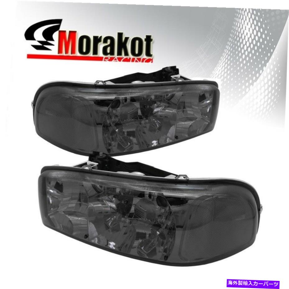 USヘッドライト 00-06 GMCの煙ヘッドライトヘッドランプクリアコーナーリフレクターランプ For 00-06 GMC Yukon Smoke Headlights HeadLamps Clear Corner Reflector Lamp【並行輸入品】