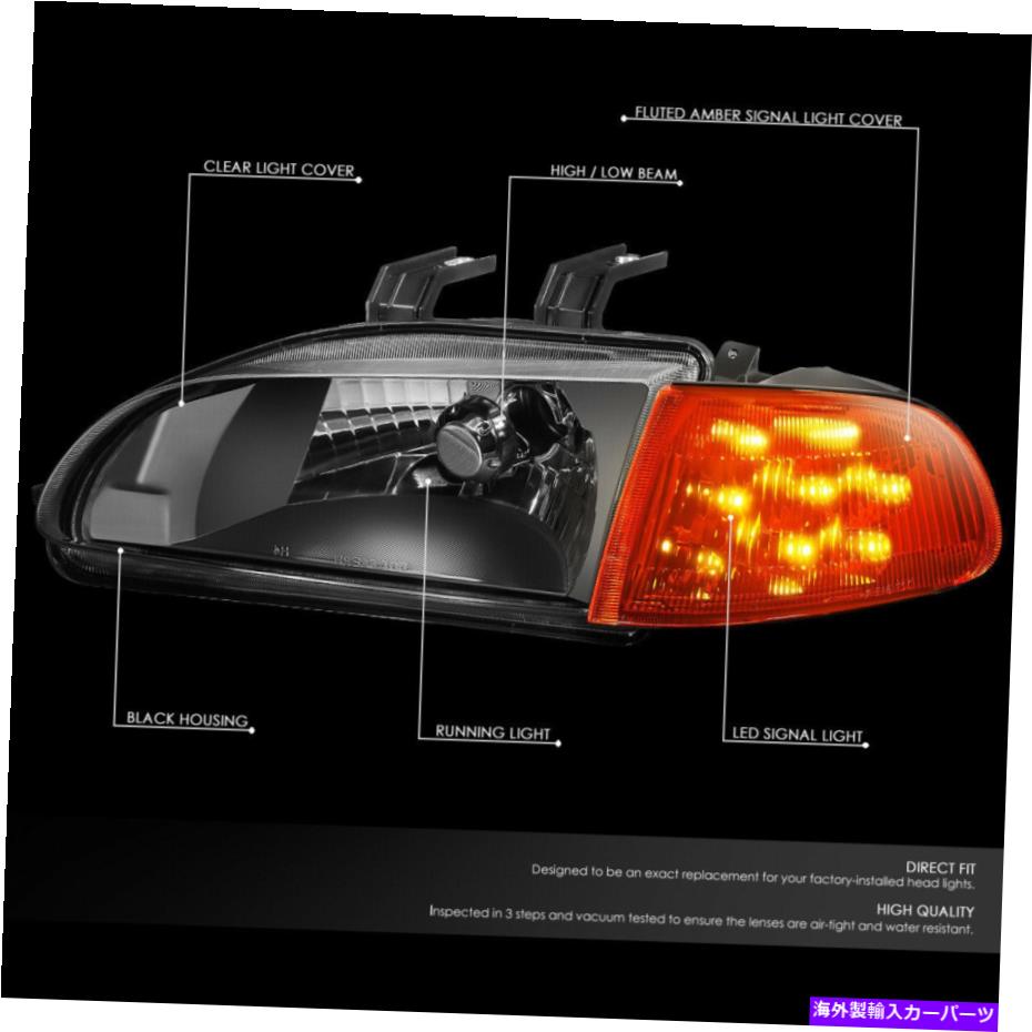 USヘッドライト 1992-1995ホンダシビックのためのLED TUEN信号W / LED TUENシグナル BLACK 2PCS HEADLIGHT CORNER LAMPS W/ LED TUEN SIGNAL FOR 1992-1995 HONDA CIVIC【並行輸入品】
