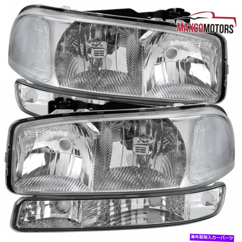 USヘッドライト 1999年から2006年GMC Sierra 1500 2500 3500 3500 YukonヘッドライトW / Bumper Sugnal Lamps For 1999-2006 GMC Sierra 1500 2500 3500 Yukon Headlights w/ Bumper Sugnal Lamps【並行輸入品】