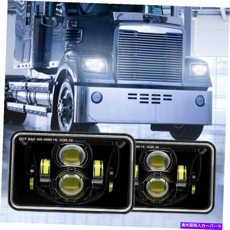 USヘッドライト 4×6インチ55W長方形Hi-LoビームLEDヘッドライト（H4プラグ） 4X6 Inch 55W Rectangular Hi-Lo Beam LED Headlight (H4 Plug)【並行輸入品】