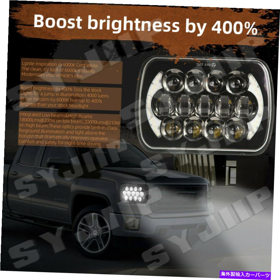 USヘッドライト ジープチェロキーXJ YJのためのHeadlight Hi-Lo Beam Halo DRLフィットを導きました 2pcs 5x7'' 7x6'' LED Headlight Hi-Lo Beam Halo DRL fit For Jeep Cherokee XJ YJ【並行輸入品】