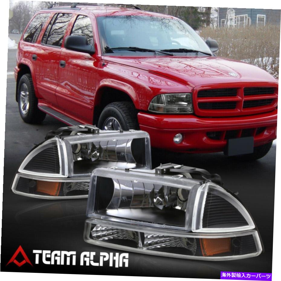 USヘッドライト フィット1997-2004 Dodge Durango / Dakota [ブラック/クリア]アンバーコーナーヘッドライトヘッドランプ Fits 1997-2004 Dodge Durango/Dakota[Black/Clear]Amber Corner Headlight Headlamp【並行輸入品】