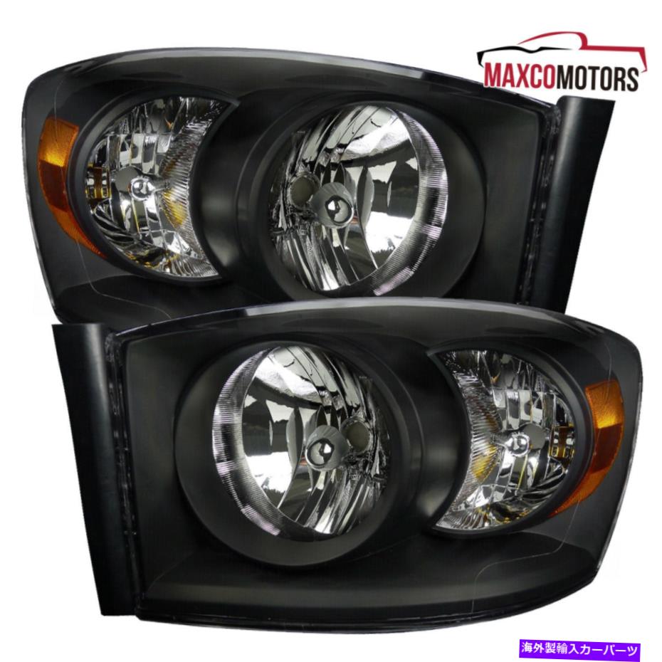 USヘッドライト Black for 2006 2007 2008 Dodge Ram 1500 2500 3500ヘッドライトヘッドランプL + R Black For 2006 2007 2008 Dodge Ram 1500 2500 3500 Headlights Head Lamps L+R【並行輸入品】