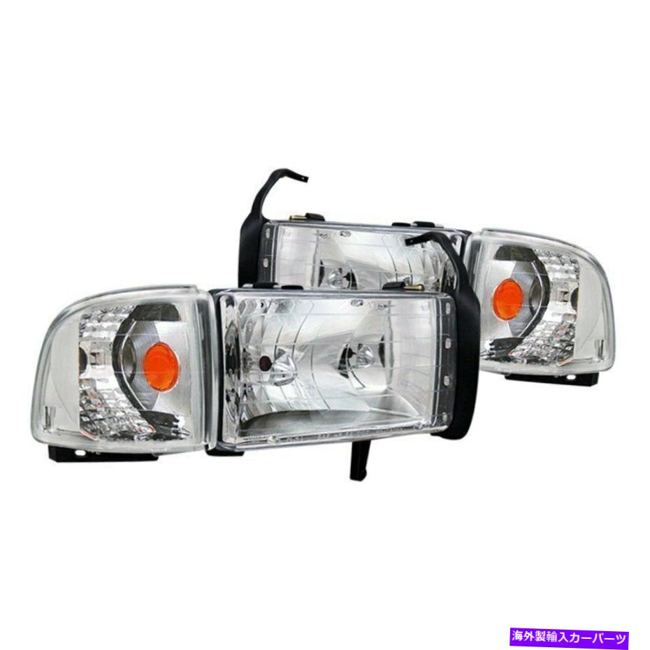 USヘッドライト Dodge RAM 3500 1994-2001 CG 02-AZ-DR94-SET-C-A Chrome Euroヘッドライト For Dodge Ram 3500 1994-2001 CG 02-AZ-DR94-SET-C-A Chrome Euro Headlights【並行輸入品】
