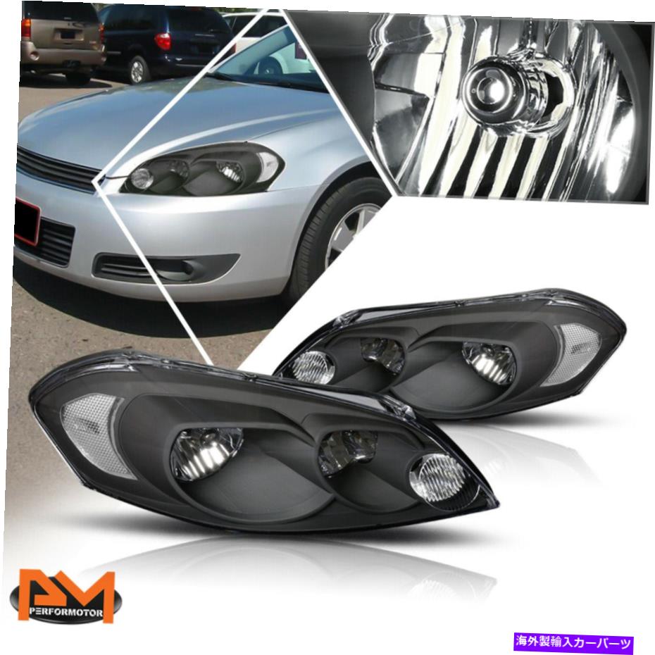 USヘッドライト 06-16シボレーインパラブラックハウジングクリアコーナー信号ヘッドライト/ランプペア For 06-16 Chevy Impala Black Housing Clear Corner Signal Headlight/Lamps Pair【並行輸入品】