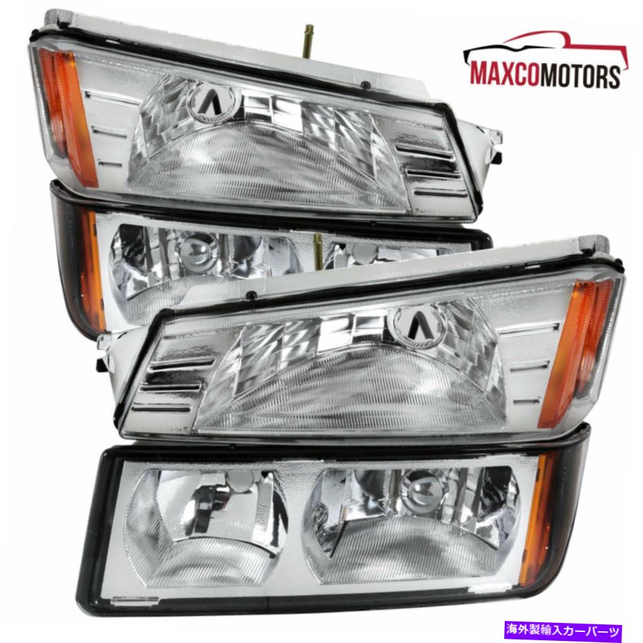 USヘッドライト 2002-2006のシボレーAvalanche 1500 2500ヘッドライトW / Bumperシグナルランプペア For 2002-2006 Chevy Avalanche 1500 2500 Headlights w/ Bumper Signal Lamps Pair【並行輸入品】