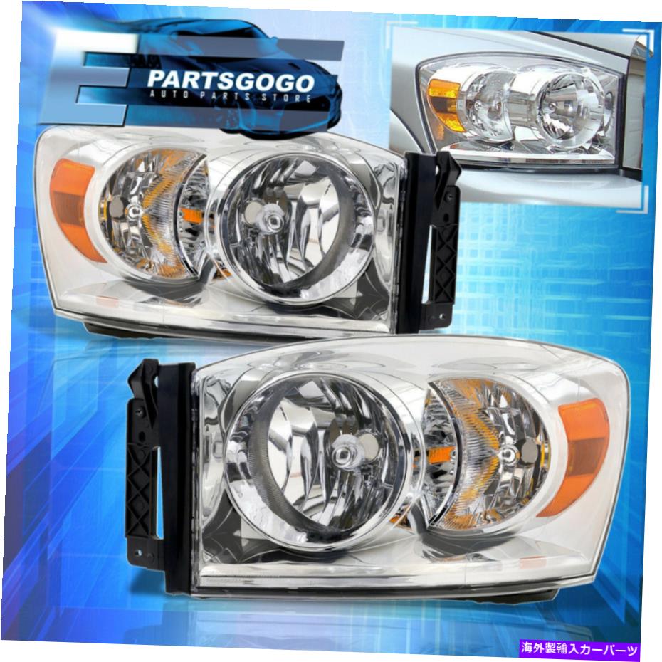 USヘッドライト 06-08 Dodge Ram 1500 / 06-09 2500 3500 3500 3500 Chrome Amber Cornerヘッドライトランプ For 06-08 Dodge Ram 1500 / 06-09 2500 3500 Chrome Amber Corner Headlights Lamps【並行輸入品】